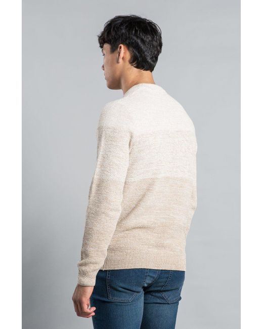 BoohooMAN Natural Tokyo Laundry Colour-block Crew Neck Knit Jumper for men