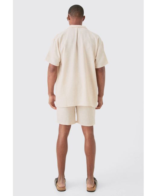 BoohooMAN Natural Oversized Linen Look Shirt & Short for men