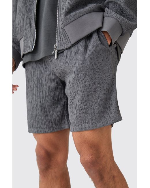 BoohooMAN Blue Textured Satin Smart Shorts for men