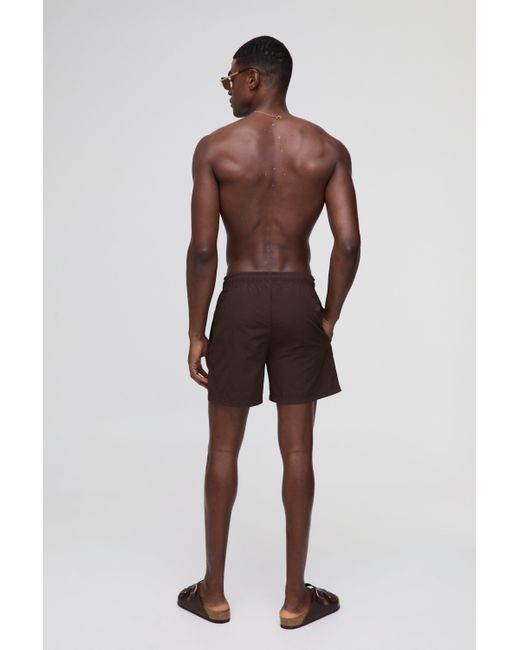 BoohooMAN Lockere Nylon-Shorts in Knitteroptik mit elastischem Bund in Black für Herren