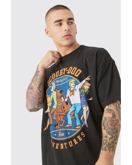 BoohooMAN Gray Oversized Scooby Doo Adventures License T-shirt for men