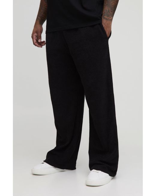 BoohooMAN Plus lockere Premium Frottee-Jogginghose in Black für Herren