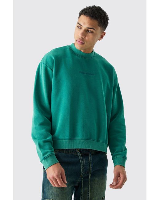 BoohooMAN Blue Oversized Limited Boxy Washed Sweatshirt for men