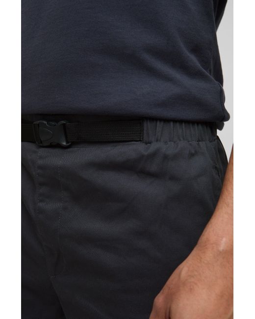 BoohooMAN Lockere Twill Cargo-Shorts mit elastischem Bund in Black für Herren