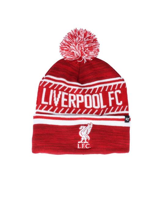 BoohooMAN Red Liverpool Fc 47 Pom Pom Beanie for men