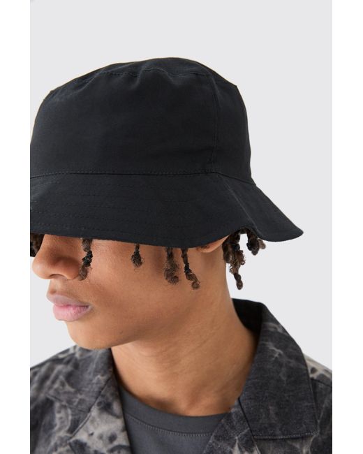 BoohooMAN Schwarzer Basic Anglerhut in Black für Herren