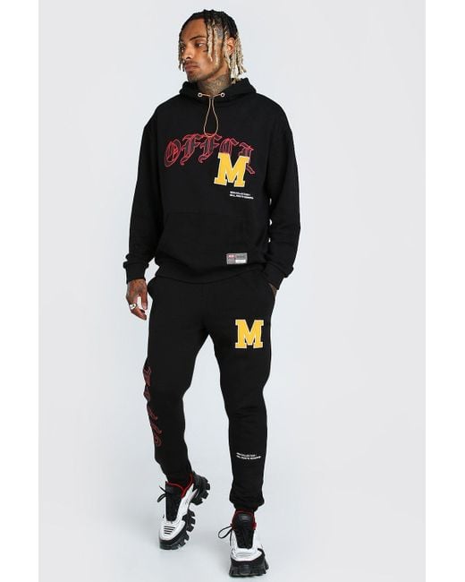 Boohooman printed tracksuit on sale