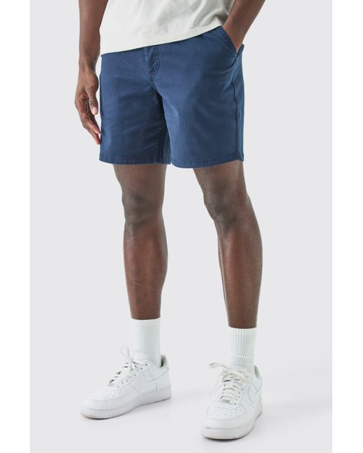 BoohooMAN Blue Fixed Waist Skinny Fit Chino Shorts for men