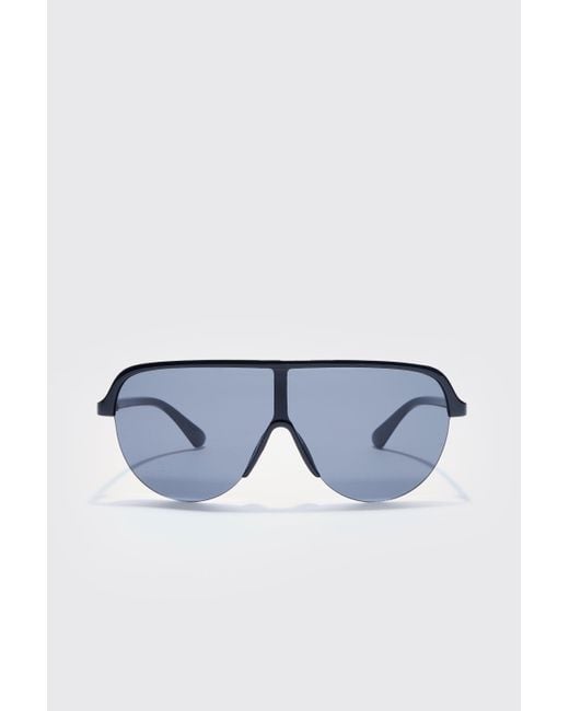 BoohooMAN Blue Shield Racer Sunglasses for men