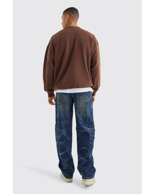 BoohooMAN Brown Oversized Homme Graphic Sweatshirt for men