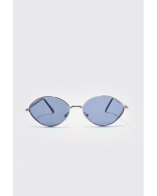 BoohooMAN Round Temple Detail Sunglasses in Blue für Herren