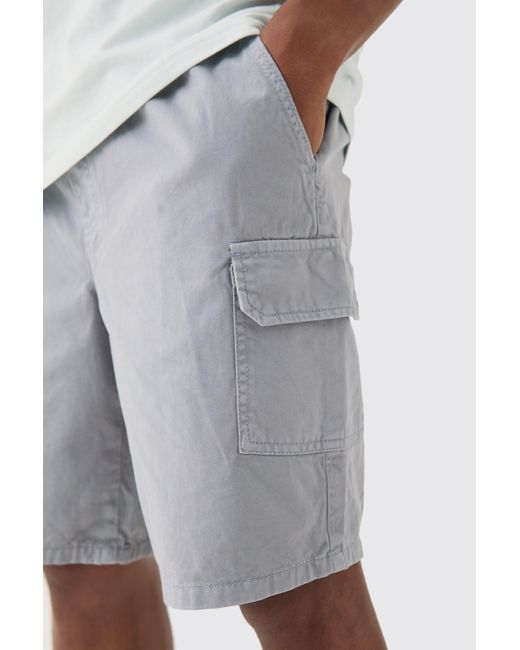 BoohooMAN Gray Relaxed Fit Cargo Shorts for men