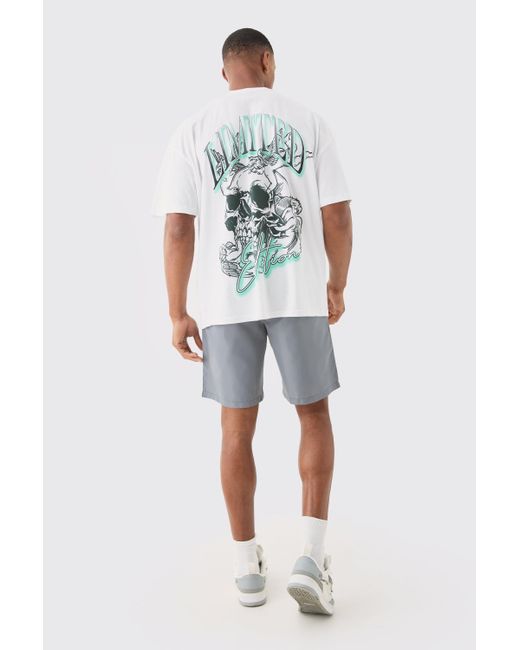 BoohooMAN White Oversized Limited Skull Print T-shirt for men