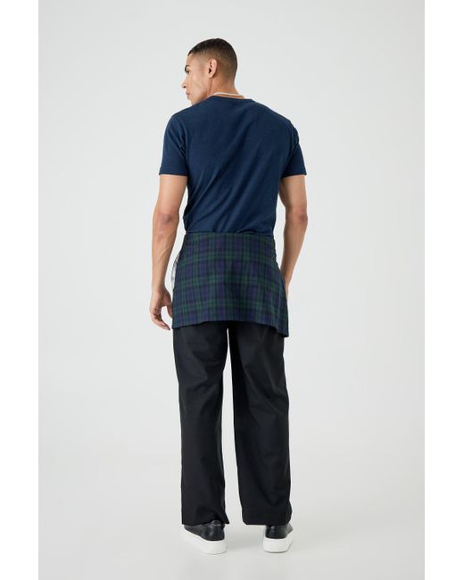 BoohooMAN Black Plaid Skirt Tailored Trousers for men