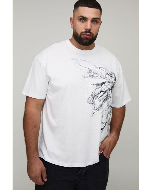 BoohooMAN White Plus Oversized Superman License Print T-Shirt for men