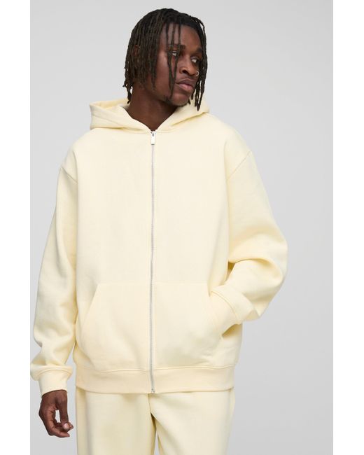 Tall Basic Oversized Zip Through Hoodie Boohoo de color Natural