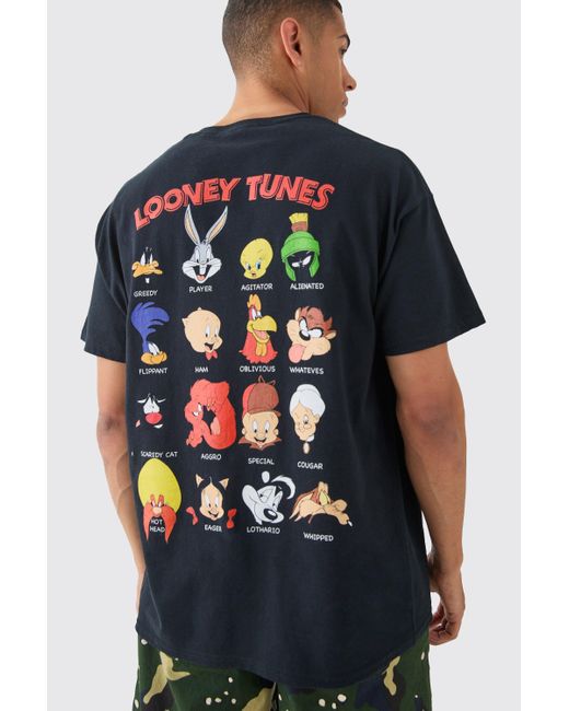 BoohooMAN Blue Oversized Looney Tunes Character License T-shirt for men