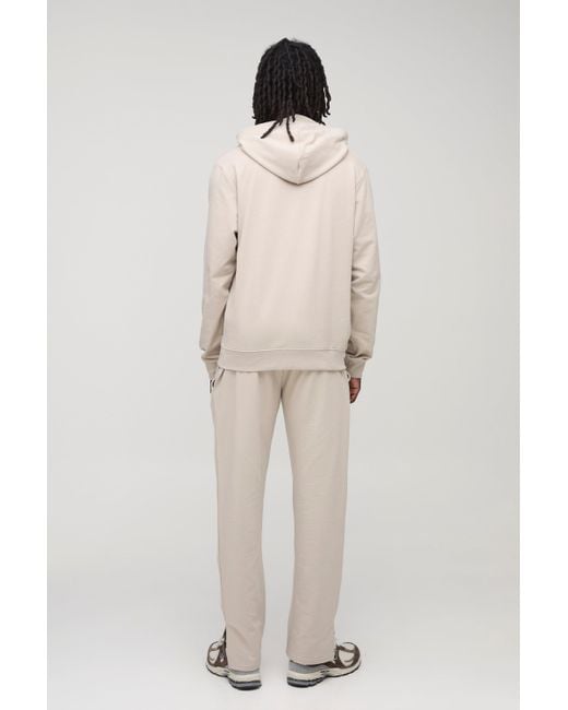 BoohooMAN Natural 260Gsm Loopback Basic Regular Fit Over The Head Hoodie for men