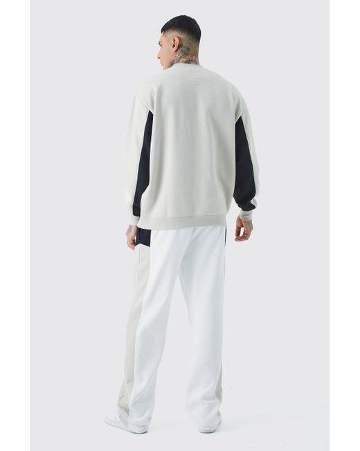 BoohooMAN Tall Oversize Colorblock Sweatshirt-Trainingsanzug in Gray für Herren