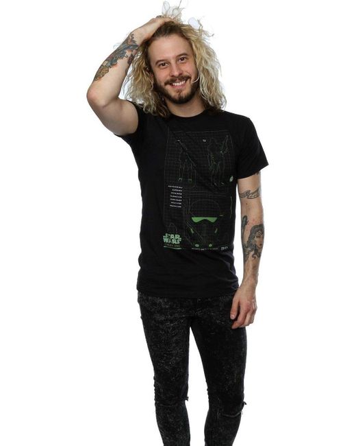 BoohooMAN Black Star Wars Rogue One Death Trooper Schematic T-shirt for men