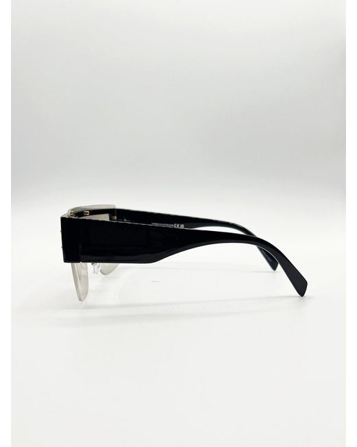 BoohooMAN Svnx Oversized Flat Top Sunglasses With Mirrored Lens In Black for men