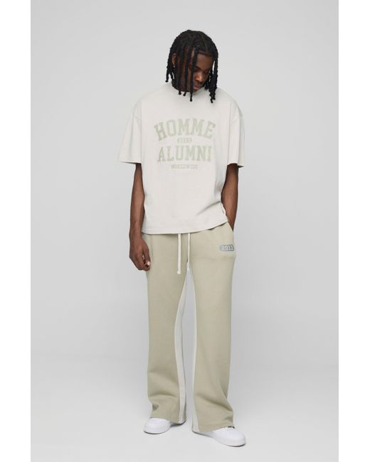 BoohooMAN White Oversized Homme T-shirt & Gusset Jogger Long Set for men