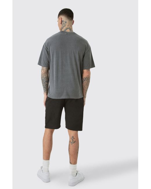 BoohooMAN Tall Oversized Overdye Wash Moto T-shirt in Gray für Herren