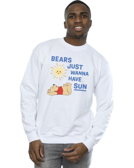 BoohooMAN White Disney Winnie The Pooh Bears Just Wanna Have Sun Sweatshirt for men