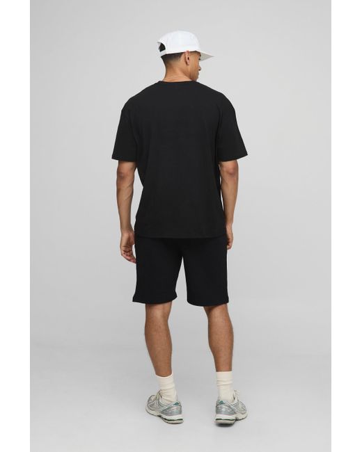 Boohoo Black Loose Fit Script Basic Shorts