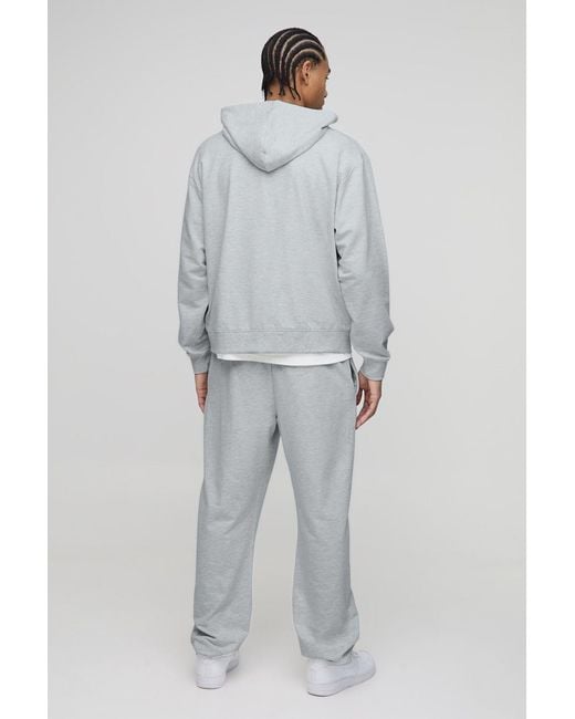 BoohooMAN Gray 260Gsm Loopback Basic Baggy Fit Sweatpants for men