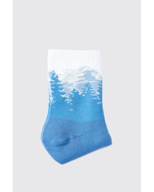 BoohooMAN Scenic Print Socks in Blue für Herren
