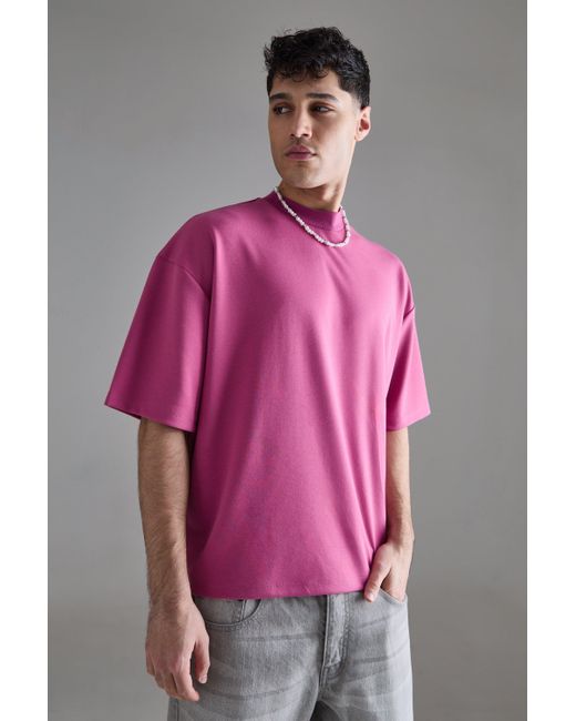 BoohooMAN Pink Oversized Boxy Premium Super Heavyweight T-shirt for men