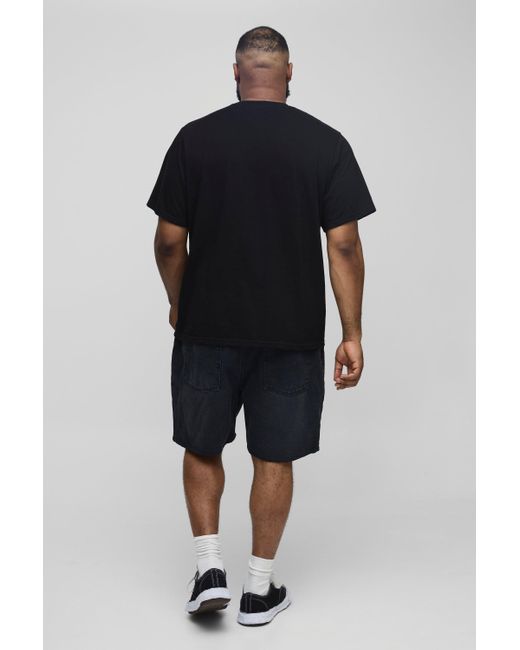 BoohooMAN Plus lockere Jeansshorts in Black für Herren