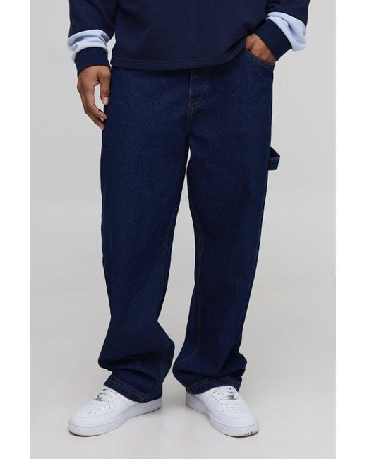 Boohoo Blue Baggy Fit Carpenter Jeans