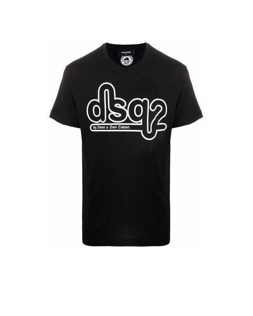 BoohooMAN Dsquared2 Dsquared2 Cigarette Fit Bubble Dsq2 Logo Black T-shirt for men