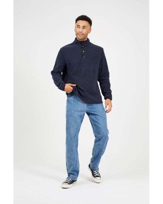 BoohooMAN Blue Brave Soul Contrast Quarter Zip Fleece for men