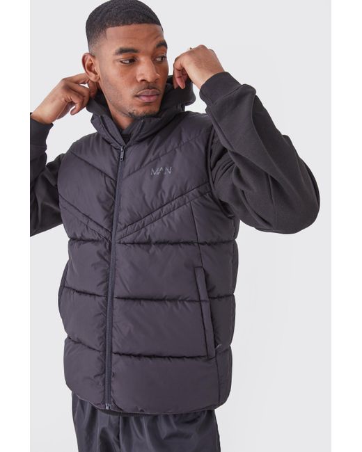 BoohooMAN Blue Tall Man Dash Quilted Funnel Neck Gilet for men
