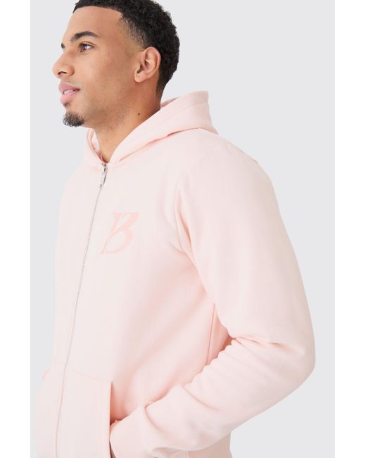 Mens pink zip hoodie best sale
