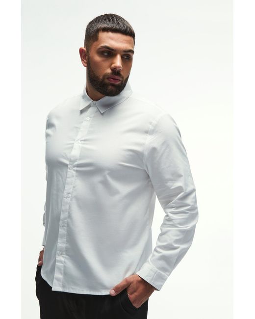 BoohooMAN Gray Plus Regular Fit Oxford Shirt for men