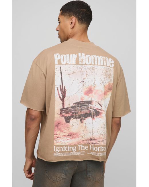 Camiseta Oversize Recta Estilo Western Con Cuello Extendido Boohoo de color Pink