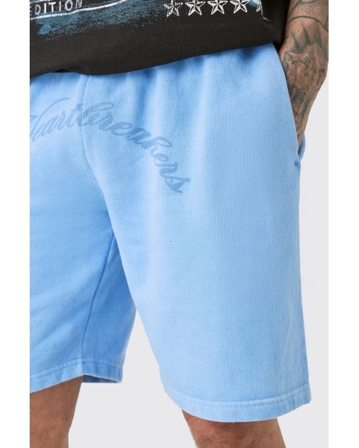 BoohooMAN Tall Oversized Hearbreakers Shorts In Blue for men
