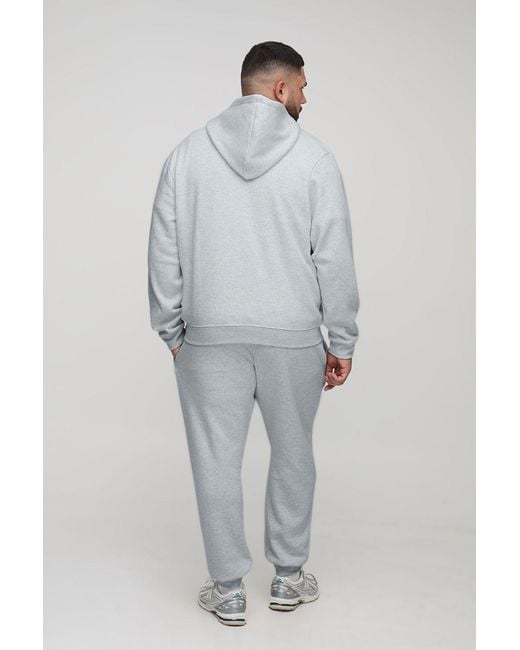 BoohooMAN White Plus Basic Regular Zip Through Hoodie for men