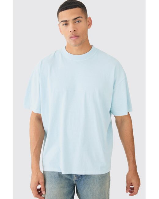 BoohooMAN Blue Oversized Washed Pour Homme Space T-shirt for men