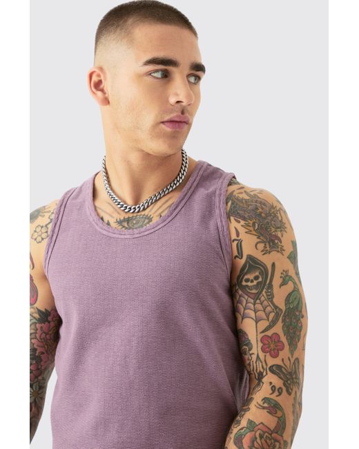 BoohooMAN Textured Washed Vest in Purple für Herren
