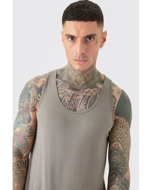 BoohooMAN Tall Premium Modal Mix Lounge Vest in Gray für Herren