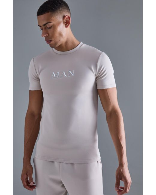 BoohooMAN Gray Man Muscle Fit Scuba T-shirt for men