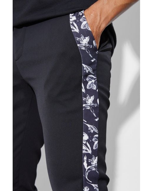 BoohooMAN Skinny Hose mit Barock-Seitenstreifen in Blau für Herren | Lyst DE