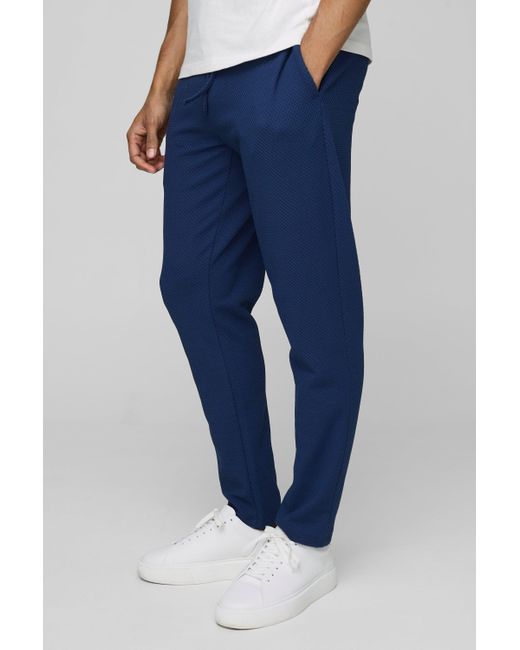 Cropped Tapered Textured Jogger Boohoo de color Blue