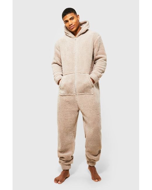 BoohooMAN Natural Borg One Piece for men