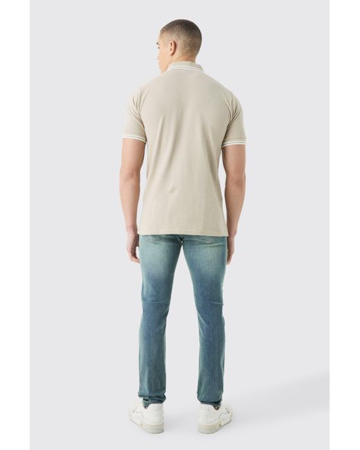 BoohooMAN Skinny Stretch Stacked Jean In Antique Blue for men